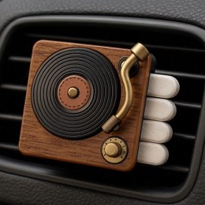 Custom Vintage Record Player Car Air Freshener Vent Clip Rotating Phonograph Aromatherapy Diffuser With Scented Tablets