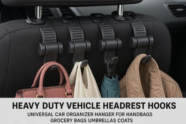 Heavy Duty Vehicle Headrest Hooks Universal Car Organizer Hanger For Handbags Grocery Bags Umbrellas Coats