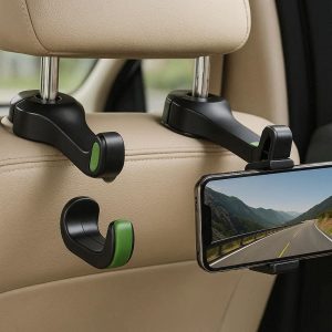 Hidden Rotatable Car Headrest Hooks Multifunctional Backseat Hanger Phone Holder Bracket For Back Seat Entertainment