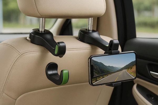 Hidden Rotatable Car Headrest Hooks Multifunctional Backseat Hanger Phone Holder Bracket For Back Seat Entertainment