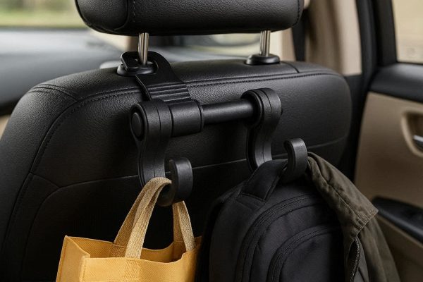 Dual Hook Car Headrest Hanger Heavy Duty Double Storage Organizer Clips For Shopping Bags Backpacks Jackets